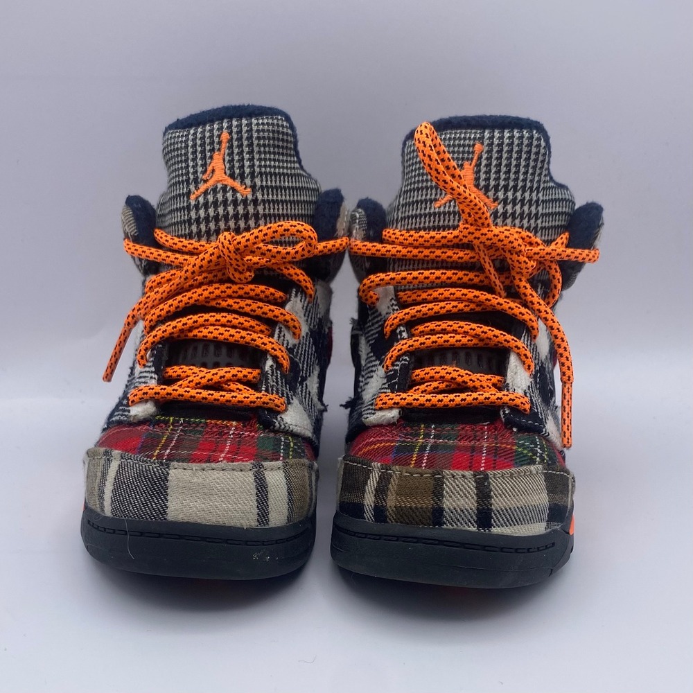 Air Jordan 5 Retro Plaid Toddler 9C Multicolor Orange Streetwear Sneakers 2023